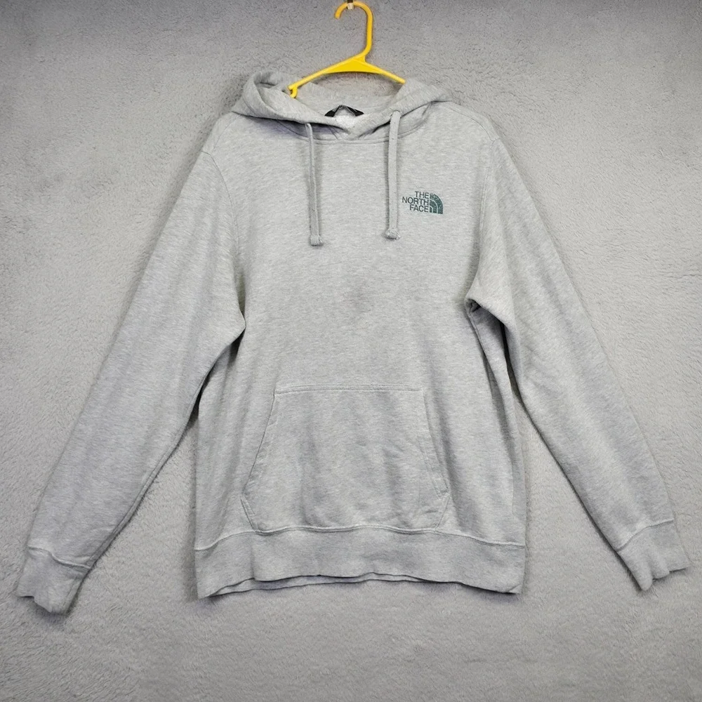 The North Face Hoodie Mens‎ M Gray Logo Graphics Athleisure Sweatshirt Thrashed